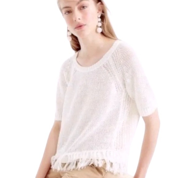 J.Crew Fringed Sweater White - Picture 1 of 8
